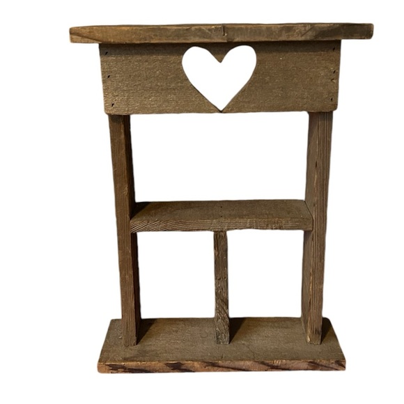 Vintage Shabby Chic Primitive Small Hand Made Reclaimed Wood Shelf With Heart - Picture 1 of 5